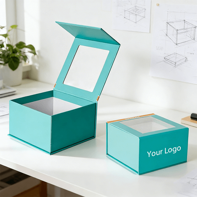 Custom High-end Handmade Magnetic Closure Gift Boxes with Window Packaging Paper Boxes for Hats and Clothing