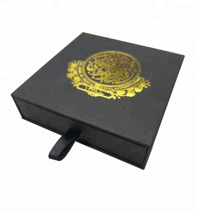 Luxury Hot Stamping Black Box Gift Packaging With CMYK Printing
