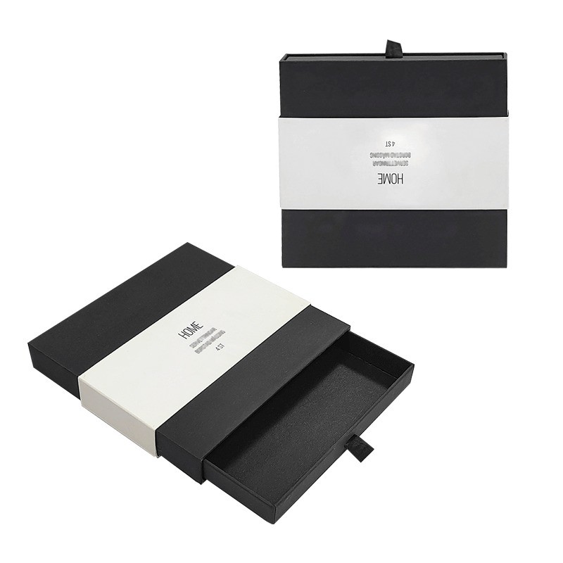 Jewelry Paper Drawer Packaging Box Black Slide Out Box Packaging Boxes ...