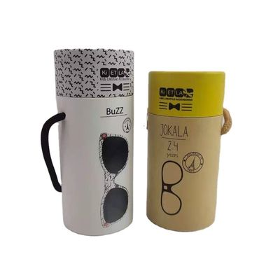 Round Craft Paper Cylinder Packaging Recyclable Cardboard Tube Gift Box With Handle