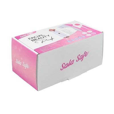 Pink Recyclable Flat Pack Packaging Boxes For Electric Cleansing Tool Kit