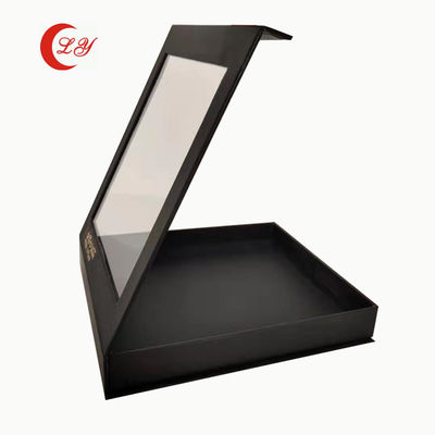 Supermarket Matt Black Magnetic Packaging Box Cardboard Gift Boxes With Clear Window