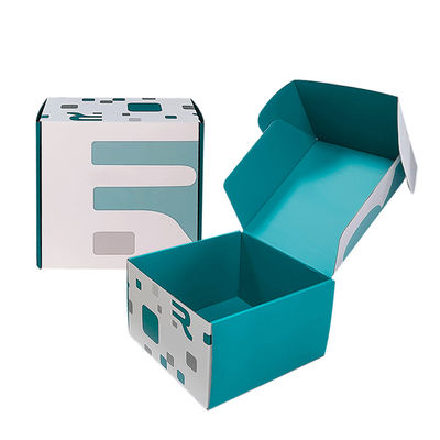 Custom Size Logo Blue White Mixed Mailing Shipping Boxes Kraft Recyclable Corrugated Mailer Box