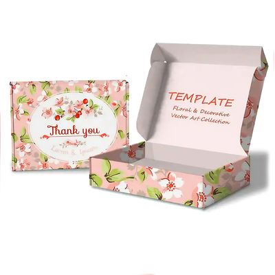 Custom Printed Mailer Box Pink Personalized Cosmetics Mailing Packaging Boxes Thank You Gift Wrap Cardboard